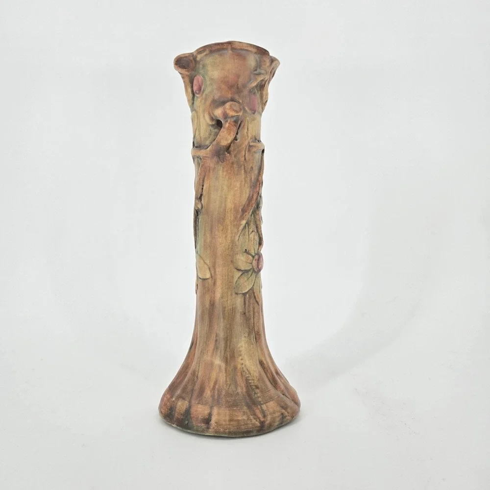 Vintage Weller Pottery Woodcraft Apple Tree Bud Vase 1920s Art Nouveau Faux Bois